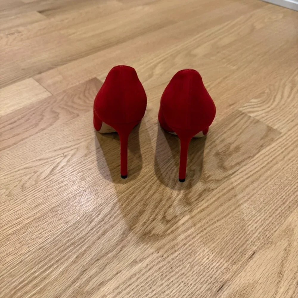 Jimmy Choo Black Suede Pumps Red - Picture 6 of 7